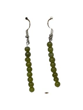 Green stone earrings long dangling handmade